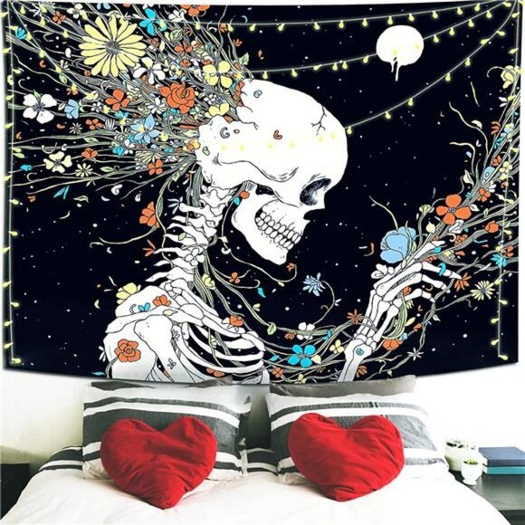 Skull Tapestry Hanging Wall Tapestry for Bedroom Colorful Zen